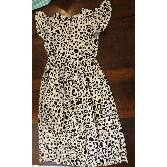 Who What Wear Linen Blend Maxi Dress Size S Flutter Sleeve Cap Sleeve Leopard - Picture 8 of 8